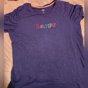 Navy 'Happy' Graphic T-Shirt (Size: XXL)